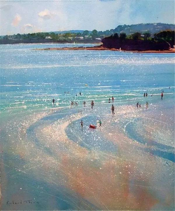 家richard thorn生于海边的缘故,海洋和海景就成了他永恒的绘画主题