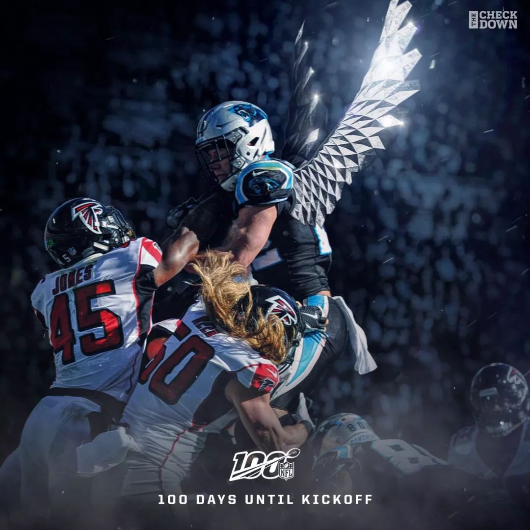 67nfl100周年赛季火热备战中未来风和复古风海报同庆100天倒计时