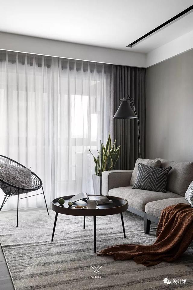 原创89㎡现代简约灰调空间鲜色装饰营造出安静的活力