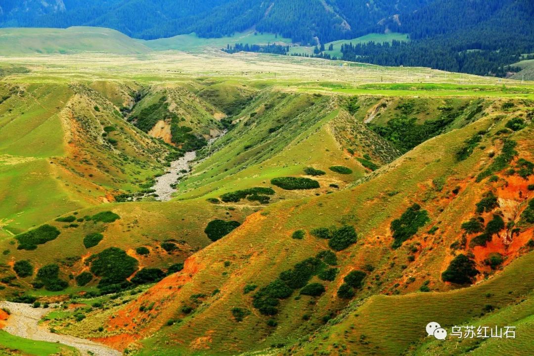 乌苏艾其沟位于赛力克提牧场艾其沟山前阶地上,地处准葛尔盆地南缘