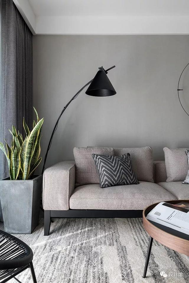 原创89㎡现代简约灰调空间鲜色装饰营造出安静的活力