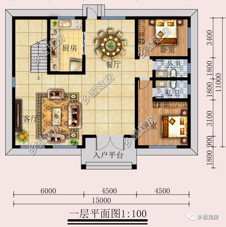 15x11米簡約二層小別墅乃是今年農村最經典舒適之作