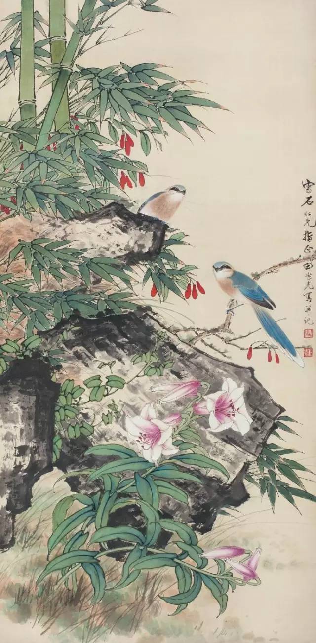 新中国成立后,田世光先生在中央美术学院的教学工作中,悉心传授双勾