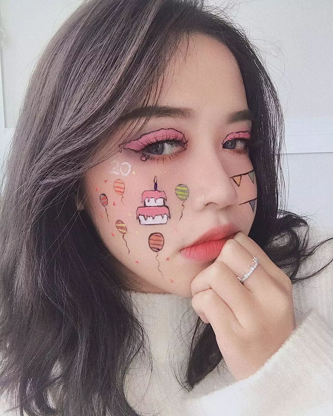 20岁越南女孩惊艳全网把脸当画布狂撩10万粉完胜p图神器