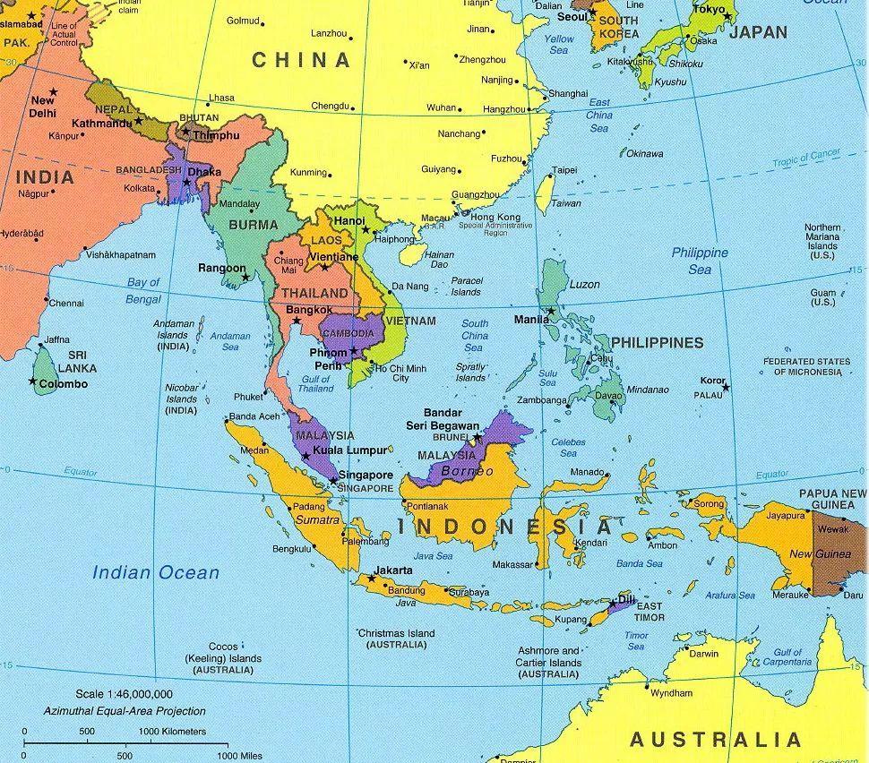 东南亚国家分布图图片