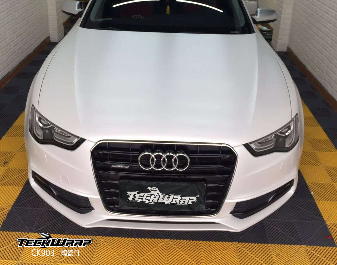 奥迪a5 汽车改色贴膜teckwrap美国秃鹰ck903陶瓷白