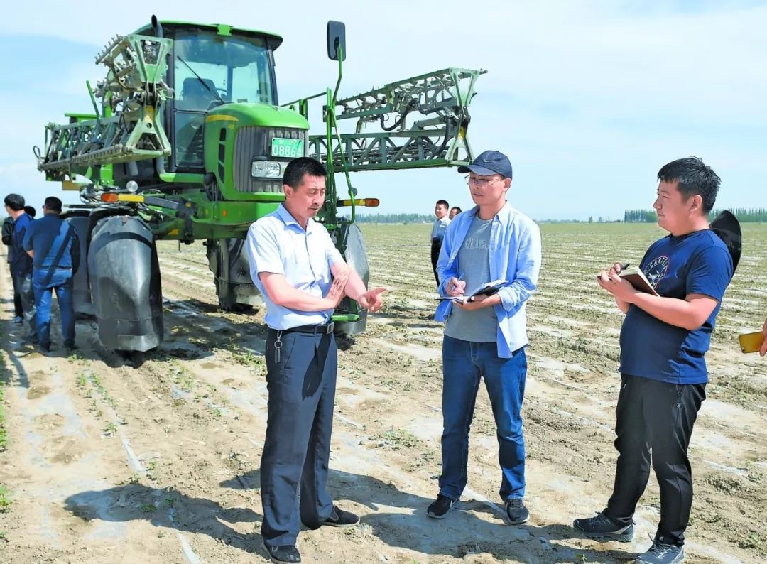 5月19日,本报全媒体记者徐健(左二),米日古丽·纳斯尔(左一)在若羌县
