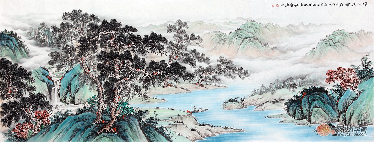 江南山水国画也同样如此,用细腻的笔触描绘秀丽的江南水乡美景,艺术