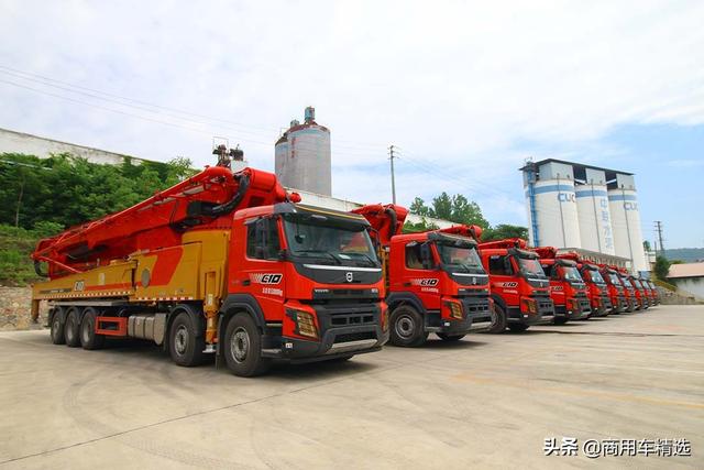 金陵最高泵车三一重工向南京客户交付15辆沃尔沃底盘66米泵车