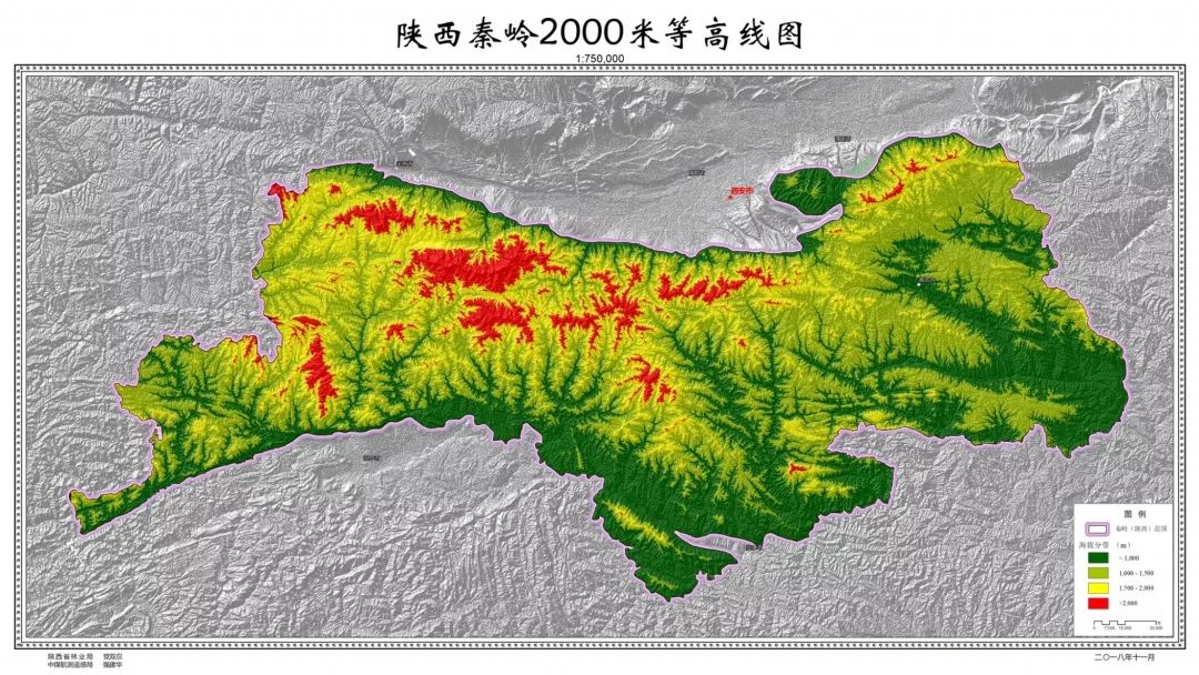 秦岭山脉在陕西地形图图片