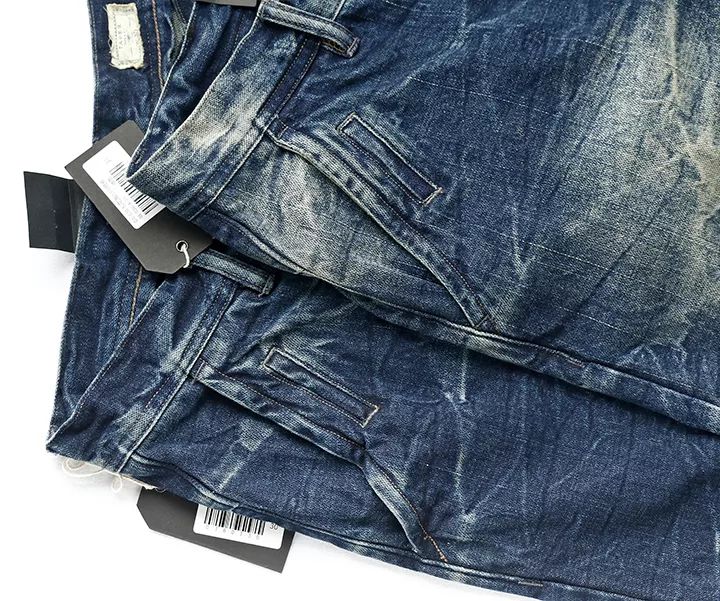 砂洗4分牛仔短裤做旧咔叽风