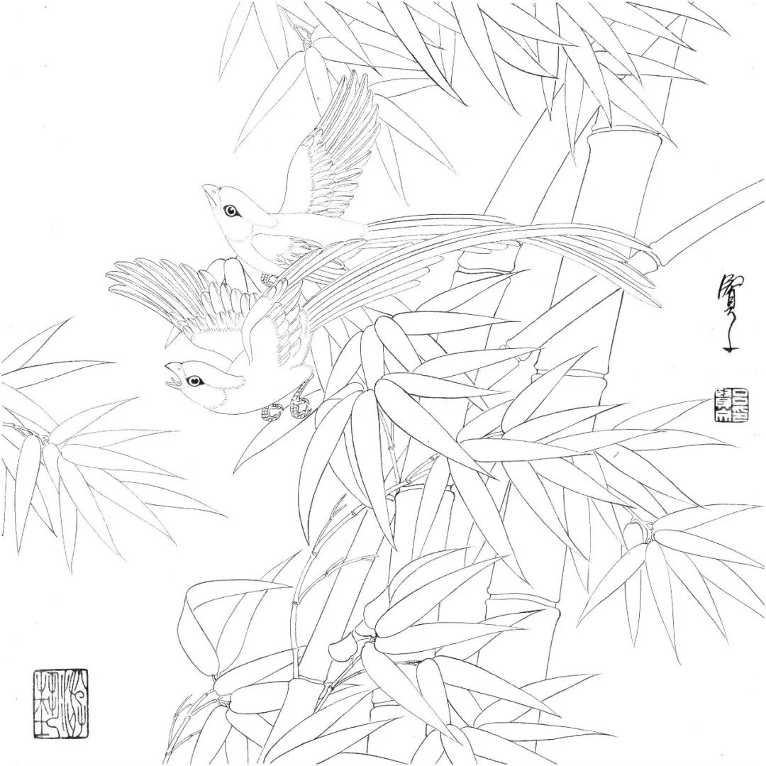 你想要的工筆花鳥白描線稿都在這了