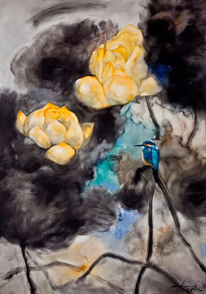 黄月花鸟油画欣赏