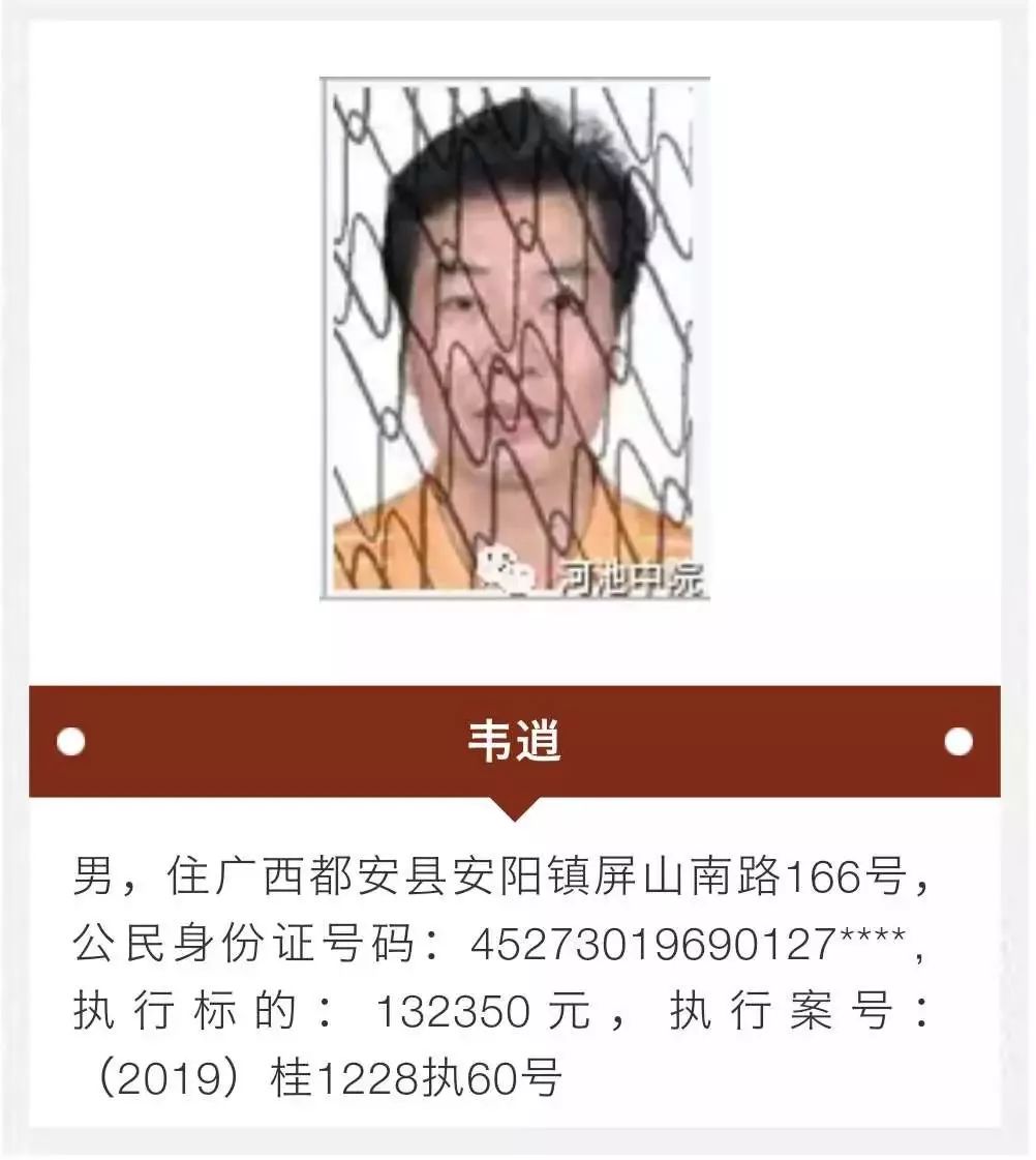 內容需經授權)發佈失信被執行人名單(201905)都安瑤族自治縣人民法院