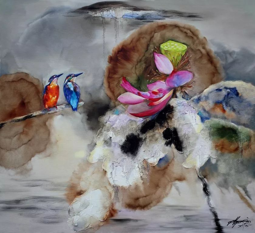 黄月花鸟油画欣赏