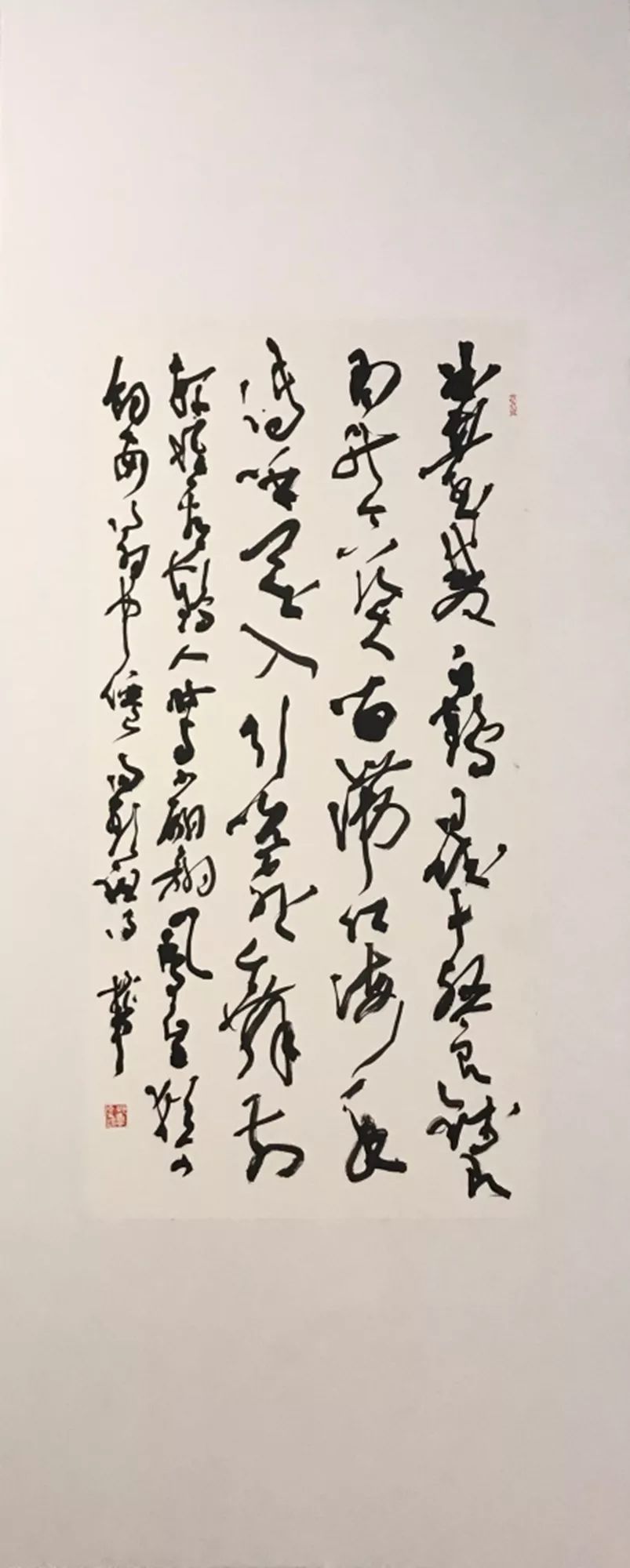 邱振中,草书·汤显祖诗,138x69cm,纸本,2019