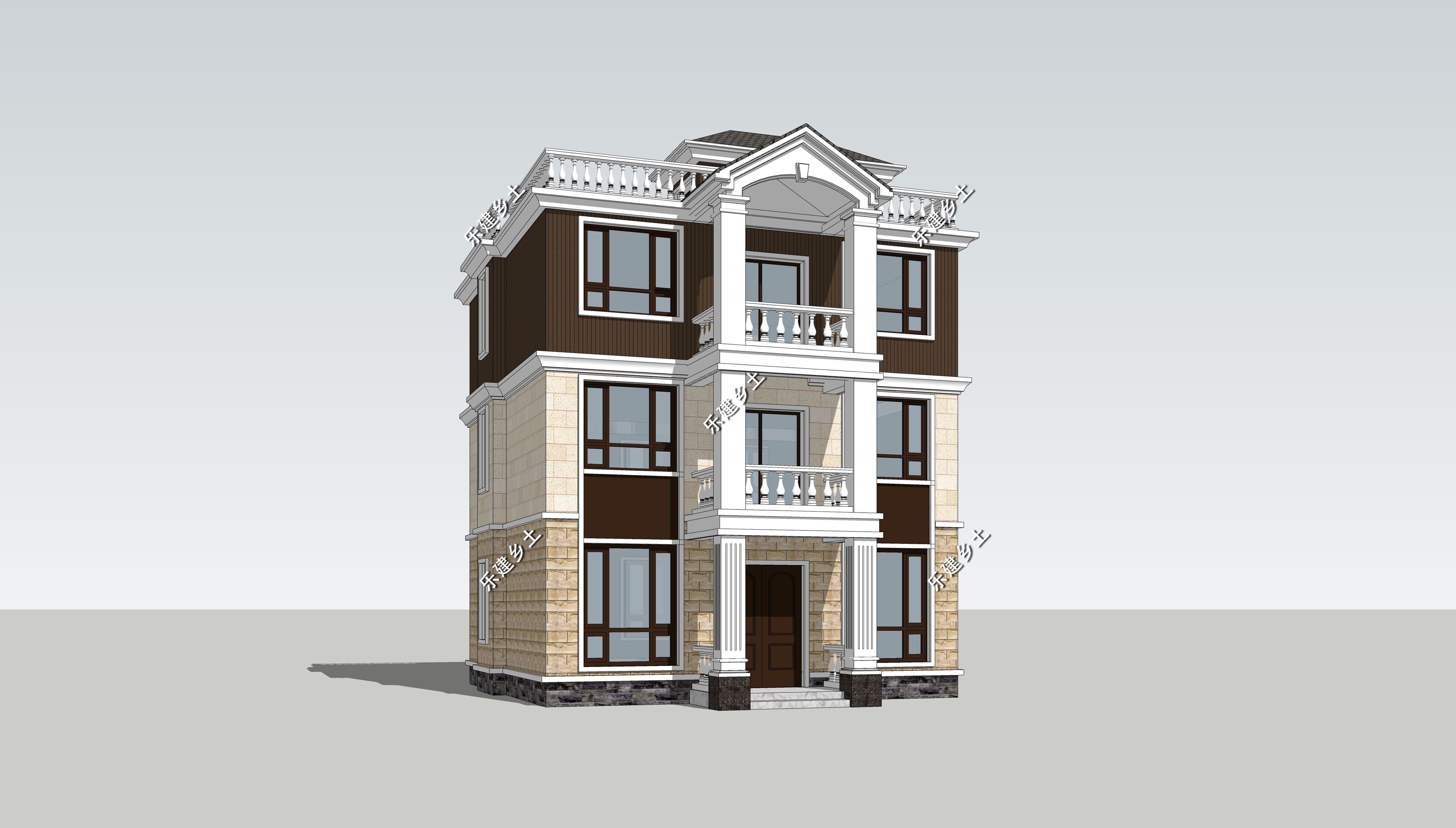 江西省赣州市戴宅定制设计,三层半3x10米欧式新农村自建房别墅