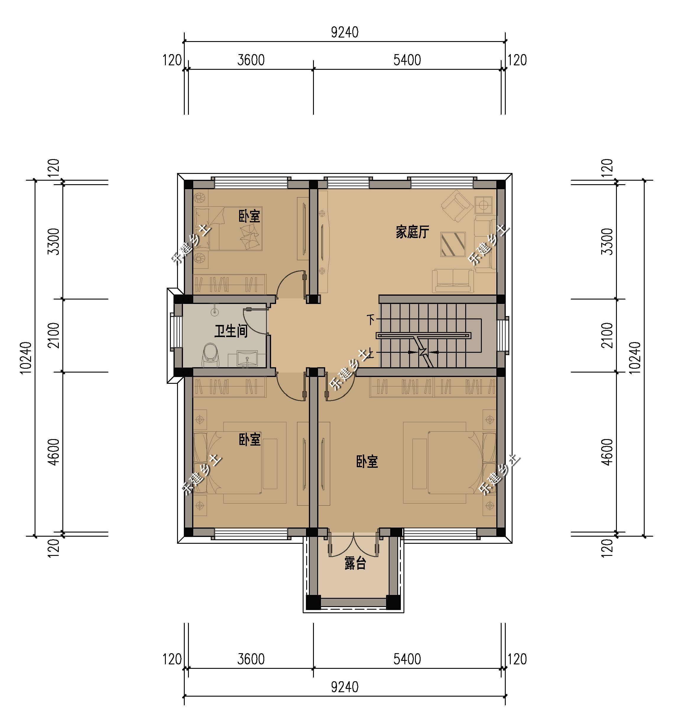 江西省赣州市戴宅定制设计,三层半3x10米欧式新农村自建房别墅