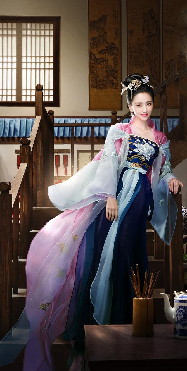 佟丽娅新古装造型粉蓝罗裳尽显娇俏一颦一笑间动人心魄