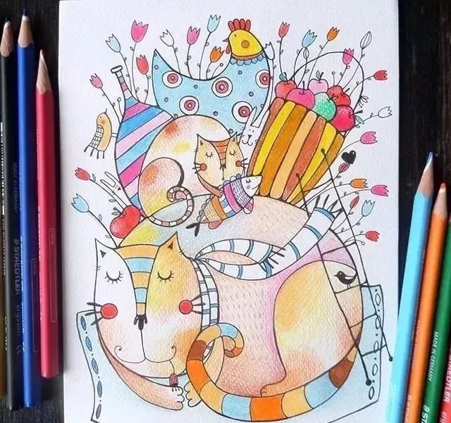作品赏析美妙的彩铅卡通画让我们一起找回童心