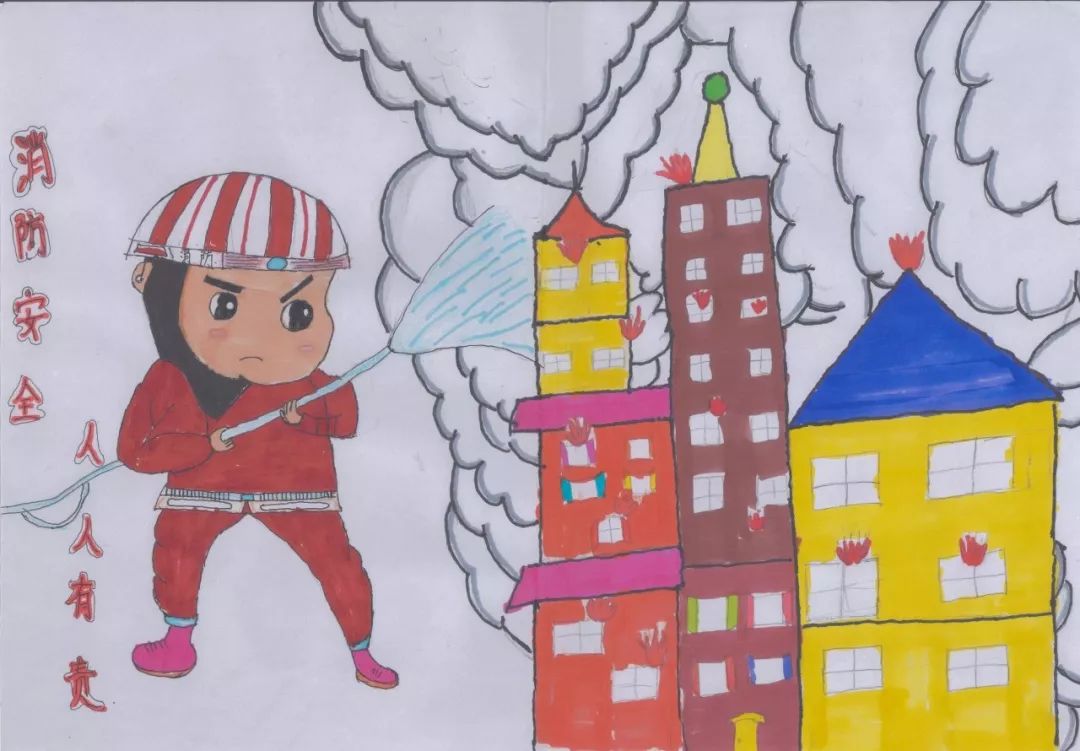 科普宣传画折页类作品展示永州张家界消防协会科普画全民参与防治火灾