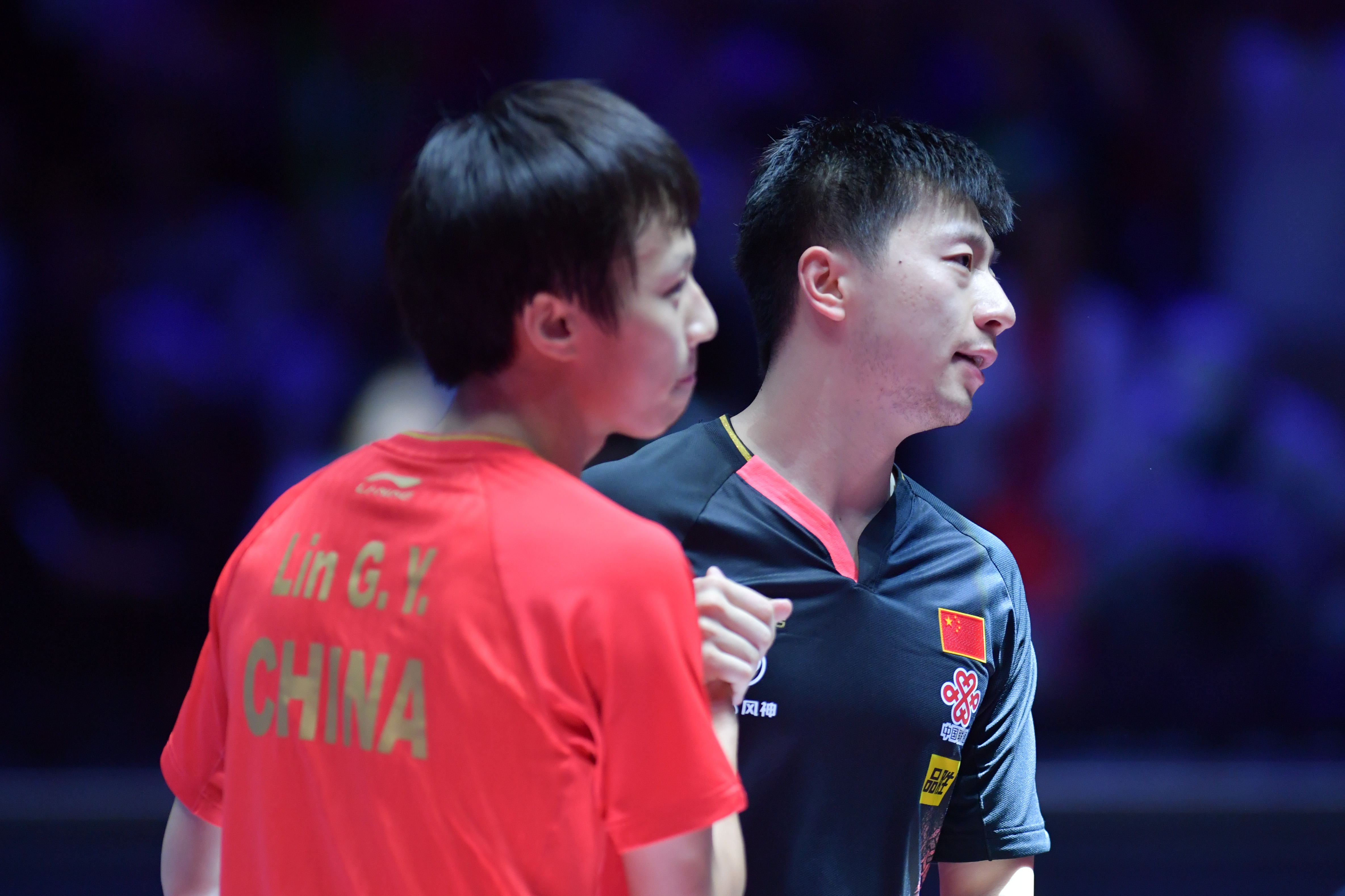 在深圳进行的国际乒联世界巡回赛2019中国乒乓球公开赛男子单打决赛中