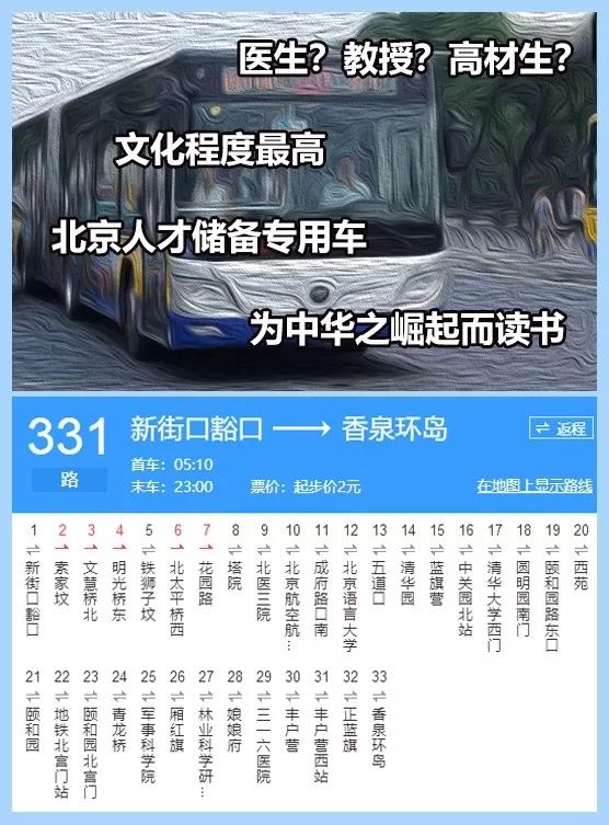 北京331路公交车路线图图片