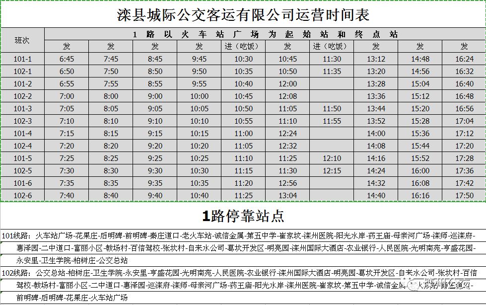 滦州最新公交时刻表来了!赶快转发收藏,以后肯定用的上!_滦县