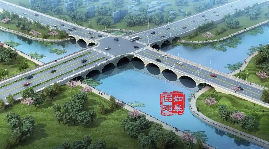 桥梁工程:东西跨龙游河,南北跨宝塔河桥梁.