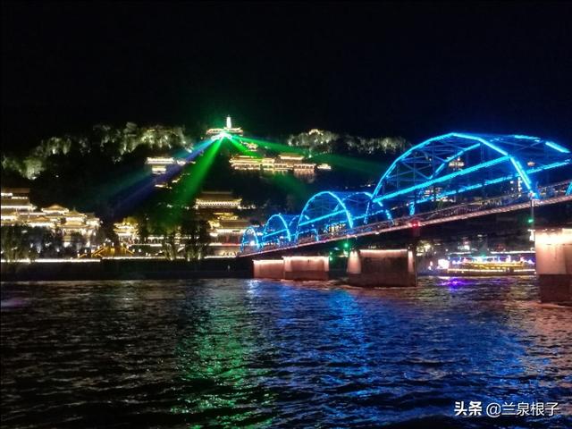 国际兰马精致兰州之夜不同角度的中山桥夜景黄河风情