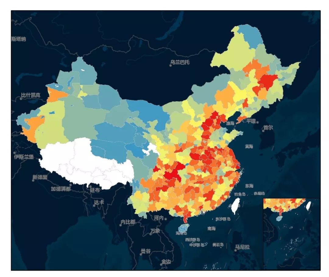 ana地图编辑工具,最终于地图上形成了地市至区县的精细化统计数据地图