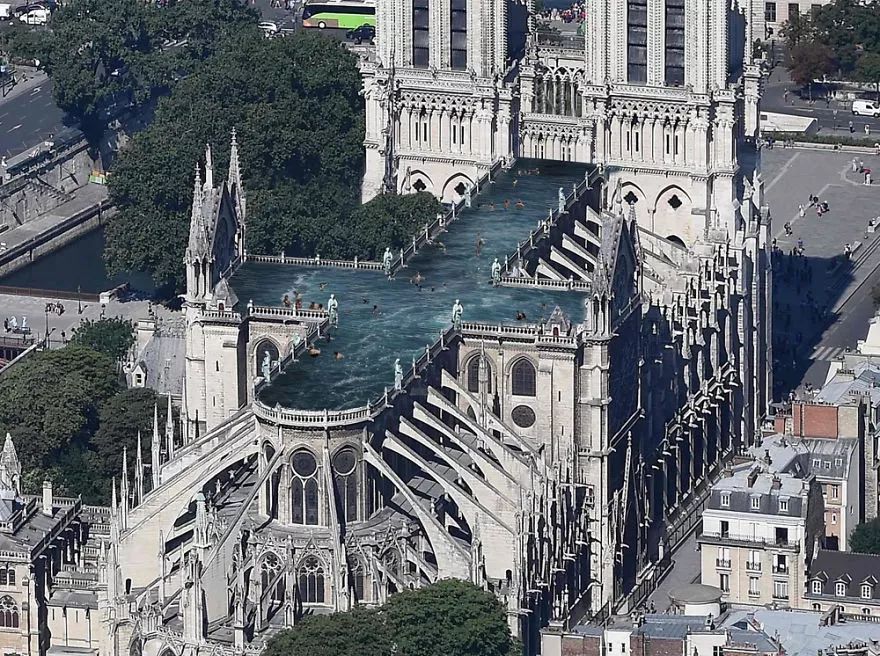 巴黎圣母院巴黎鸟瞰图图片