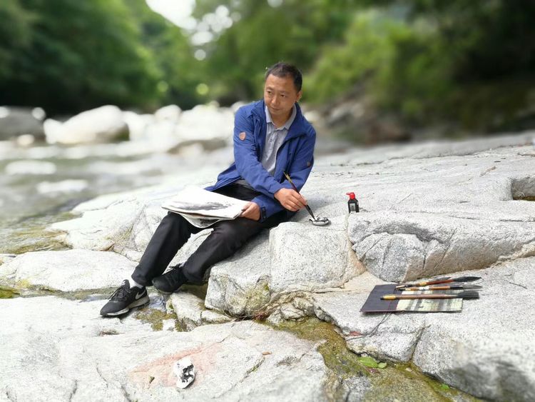 昊天旷地神笔飞著名实力派山水画家倪佳写生作品二