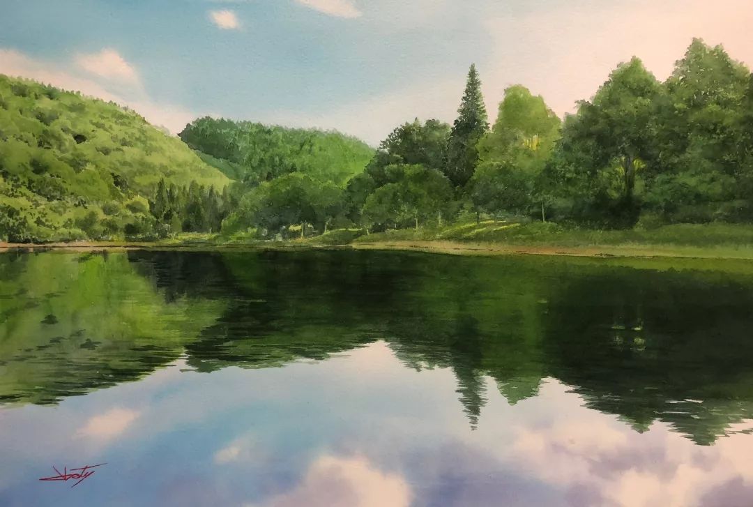 这么夏天的水彩画仿佛闻到了青草的芳香