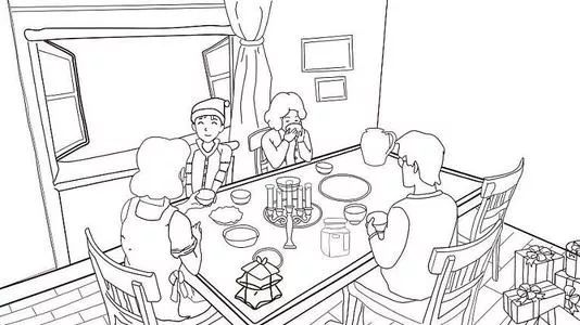 餐厅简笔画吃饭图片