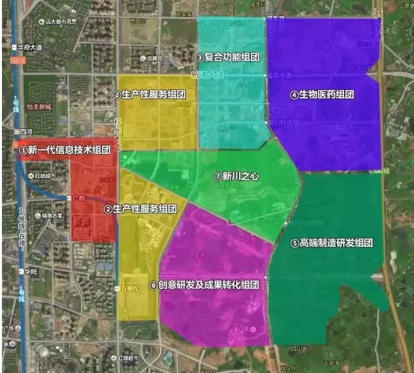 新川板块规划图在这里,规划了省级文化中心,2所中学,7所学校和13所