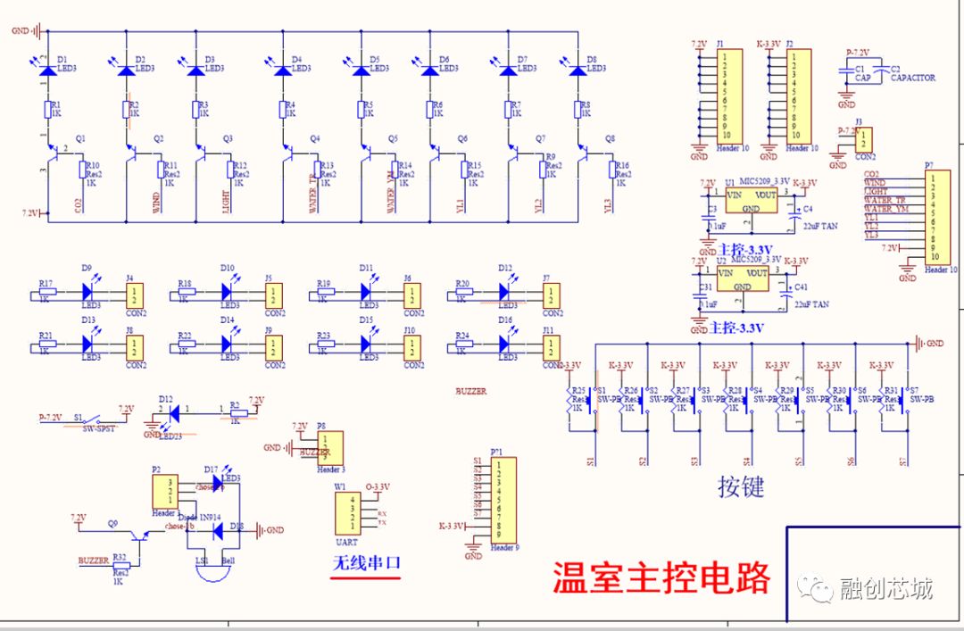 包括:stm32单片机最小系统板,电源稳压电路,多路继电器模块,蜂鸣
