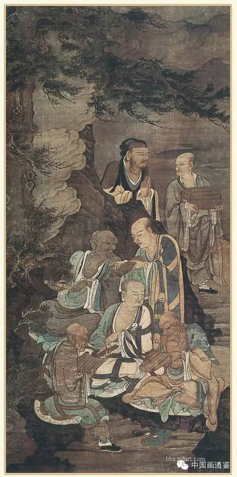 南宋 周季常 五百罗汉图轴:经典奇瑞 周季常 林庭圭 五百罗汉 丘壑聚