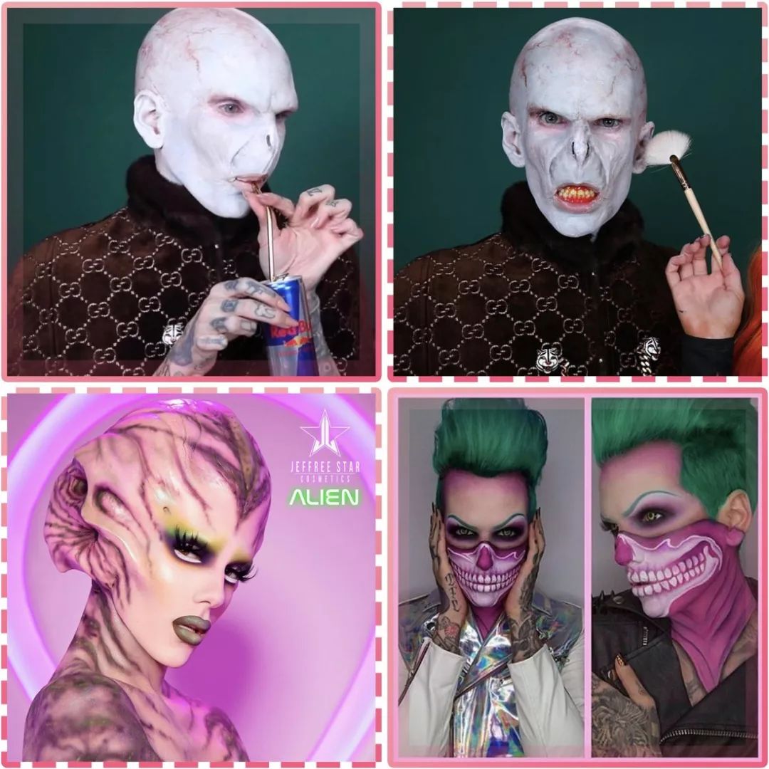 而且还擅长各种仿妆,出过伏地魔仿妆,外星人仿妆,二次元漫画仿妆…都