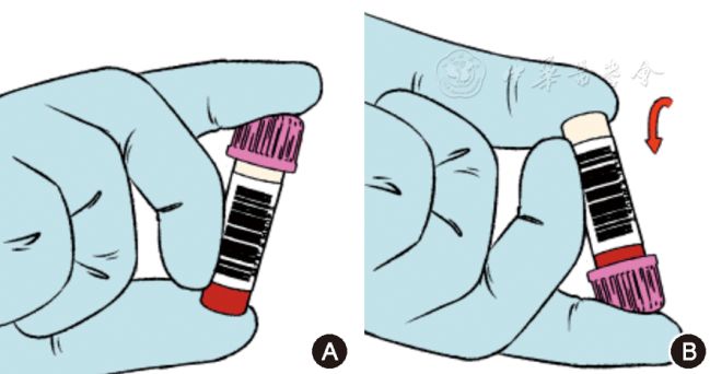 圖7血液標本上下顛倒混勻示意圖(十四)穿刺後按壓採血結束後應立即