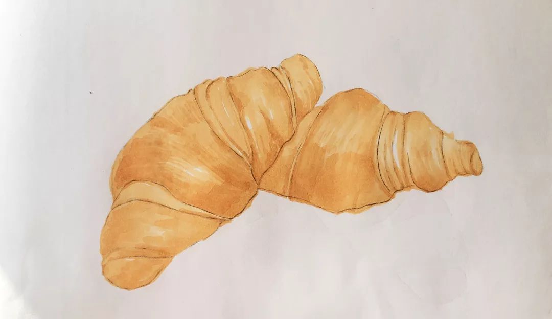 【原创绘画教程】马克笔:牛角小面包