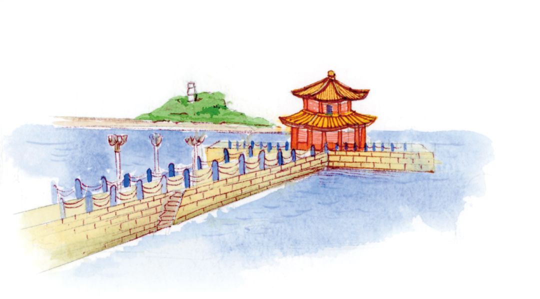 青岛栈桥儿童画手绘图片