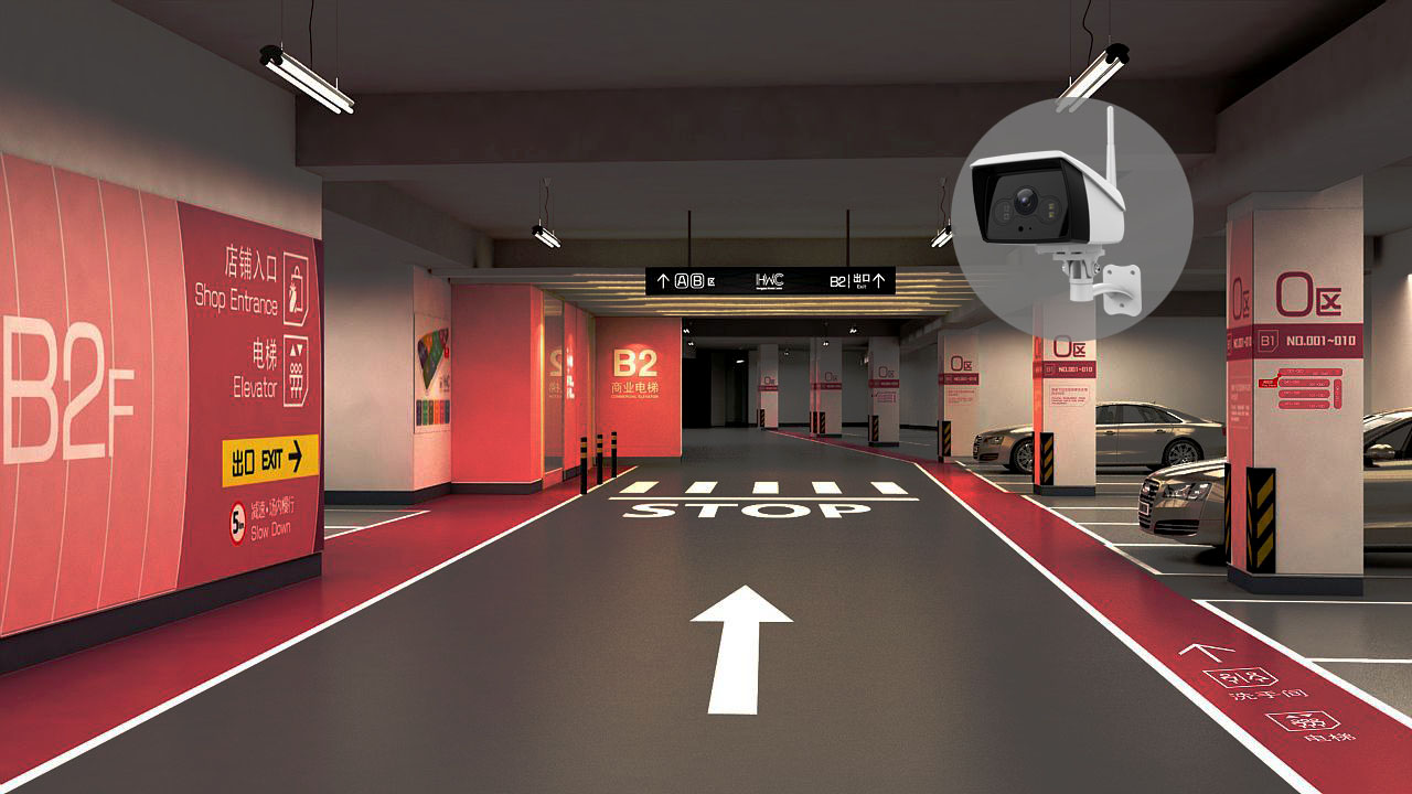 地下停车场安防监控,用vimtag摄像机