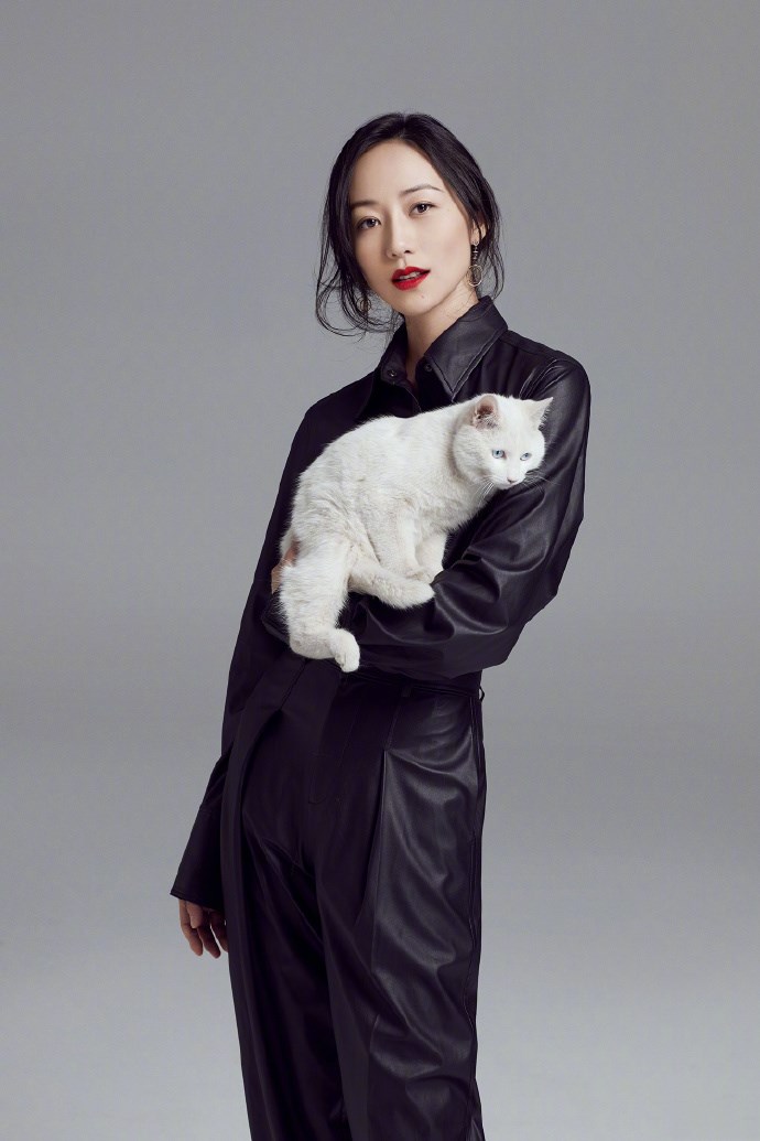 韩雪的这一造型超吸睛怀抱猫咪凹造型的动作美得像一首歌