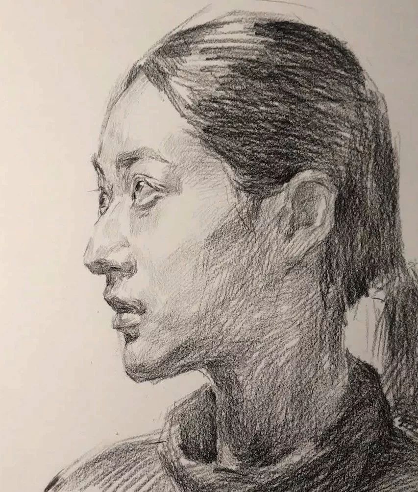 传奇绘画课堂回顾第二六五集朱传奇教你画侧颜马尾辫女青年素描头像