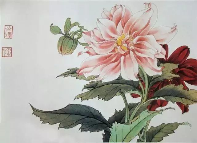 临摹素材|工笔花卉画谱40幅(用笔方法)