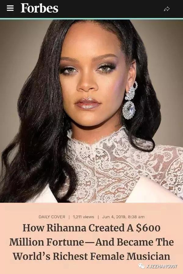 音乐只是副业!rihanna以6亿美元资产获封"世界最富裕女歌手"