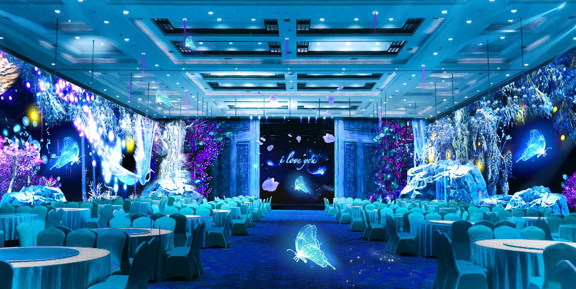 量身打造个性化十足的宴会方案,设计出直到顾客满意的炫酷场景,除婚宴