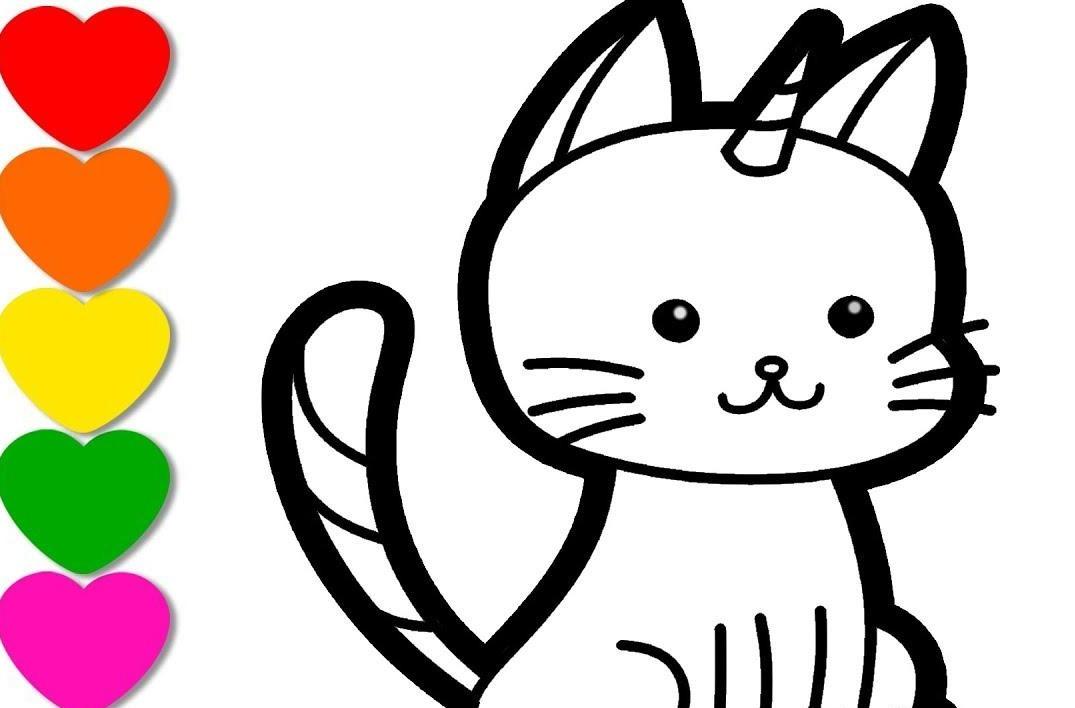 用简笔画画一只可爱的小猫咪涂上颜色非常漂亮儿童绘画教程