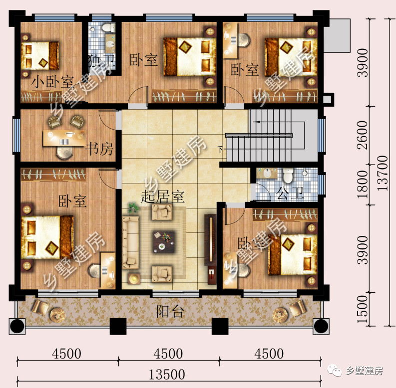 135x14米农村二层小别墅大气又美观富贵之气挡不住